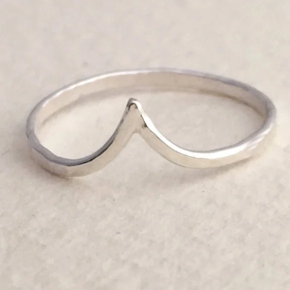 Sterling Silver Dainty Chevron V Ring Modern MIDI Thumb Simple Stackable… - Picture 6 of 10